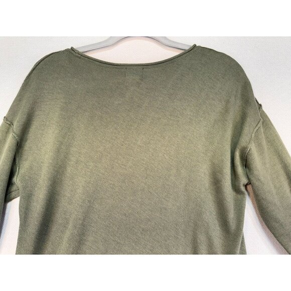 Chicos Womens Asymmetrical Hem Knit Sweater Size 1 Olive Green - Picture 9 of 9